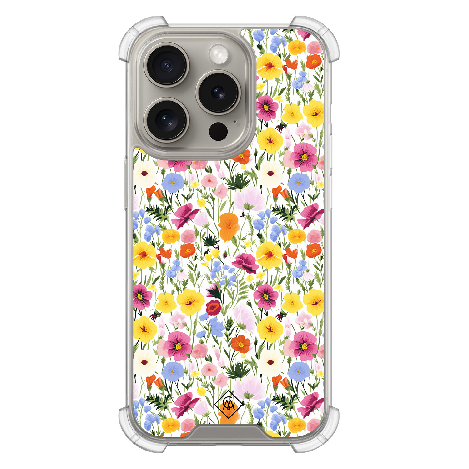 iPhone 15 Pro shockproof hoesje Happy flora
