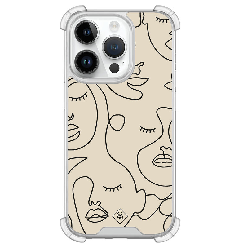 Casimoda iPhone 14 Pro shockproof hoesje - Abstract face lines