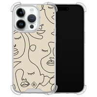 Casimoda iPhone 14 Pro shockproof hoesje - Abstract face lines
