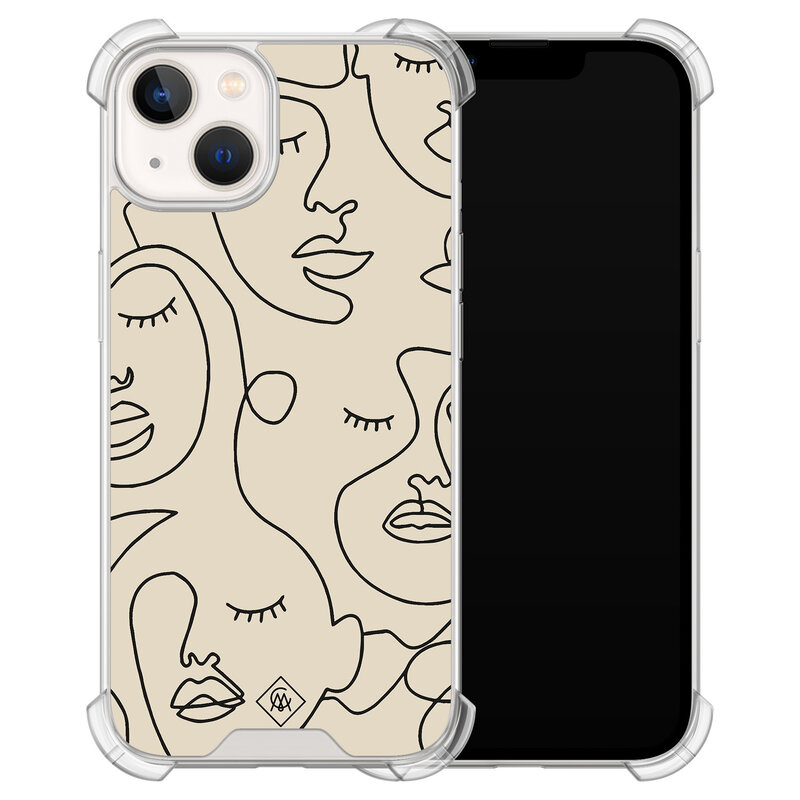 Casimoda iPhone 13 shockproof hoesje - Abstract face lines