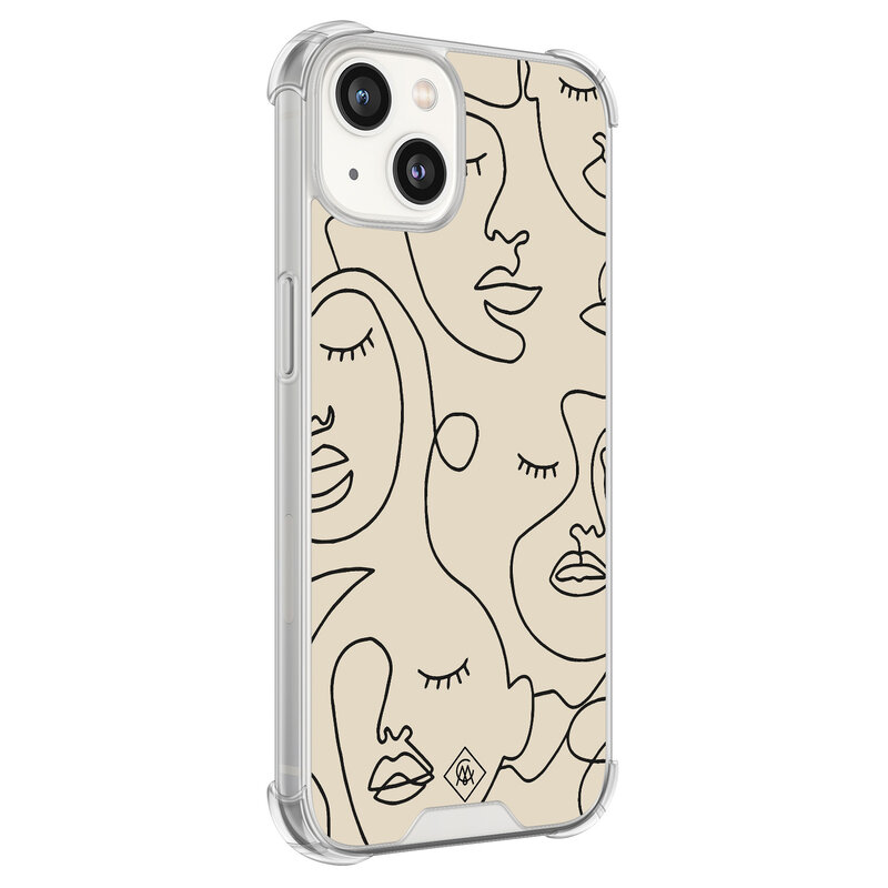 Casimoda iPhone 13 shockproof hoesje - Abstract face lines