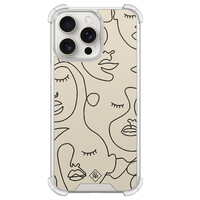 Casimoda iPhone 15 Pro Max shockproof hoesje - Abstract face lines