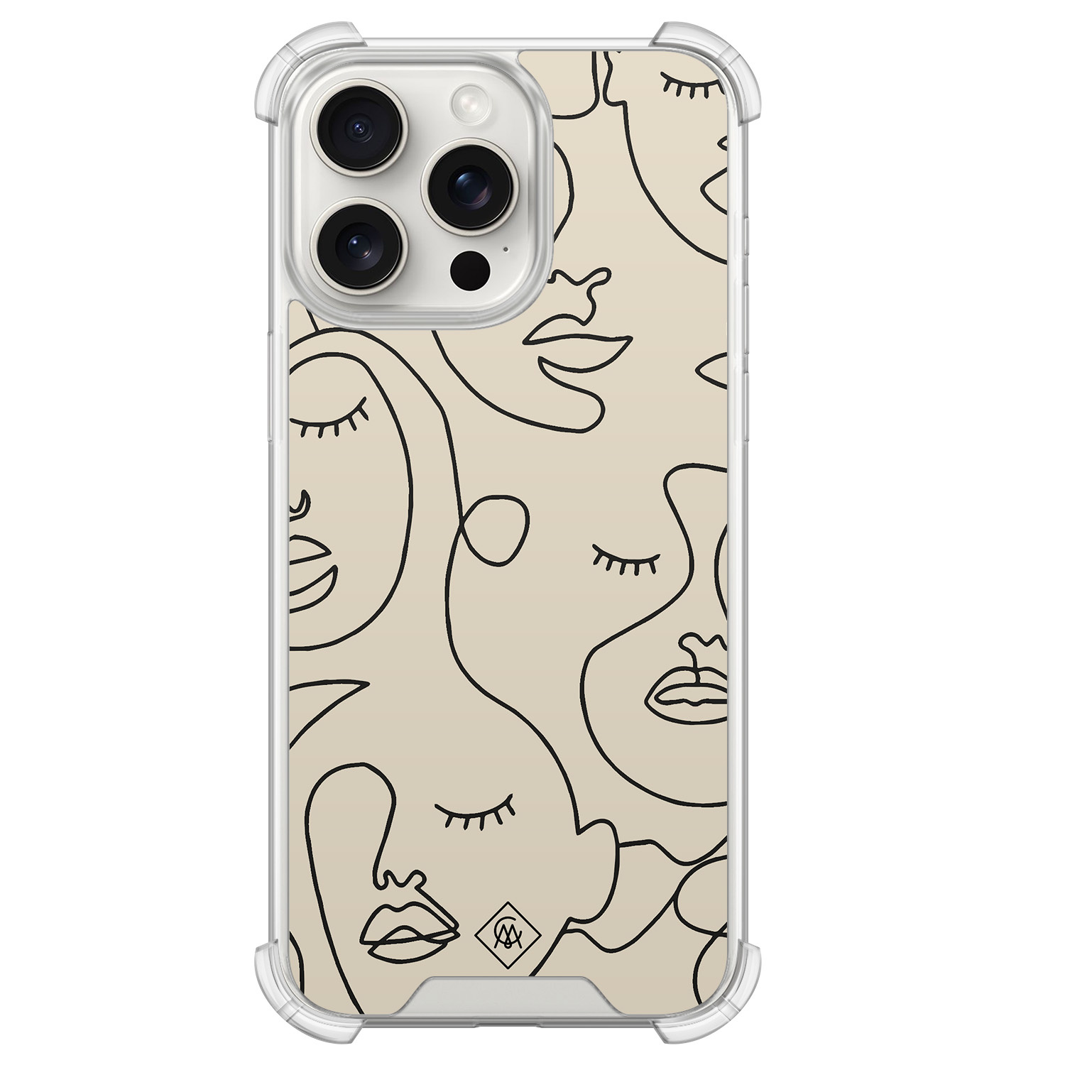 iPhone 15 Pro Max shockproof hoesje Abstract face lines