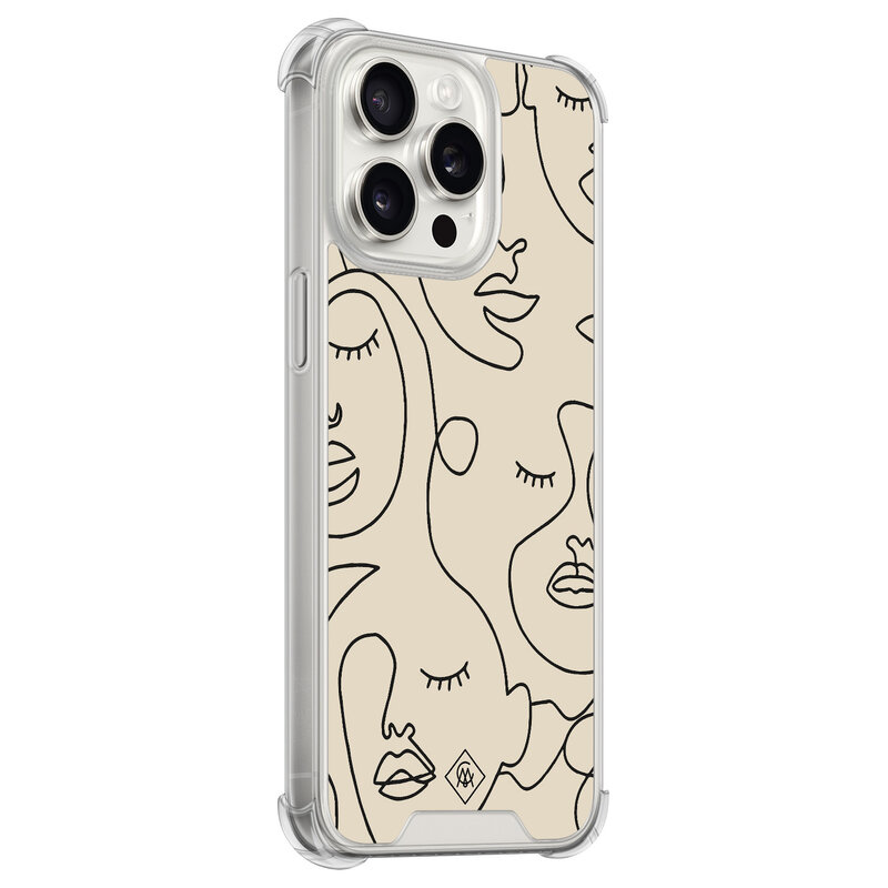 Casimoda iPhone 15 Pro Max shockproof hoesje - Abstract face lines