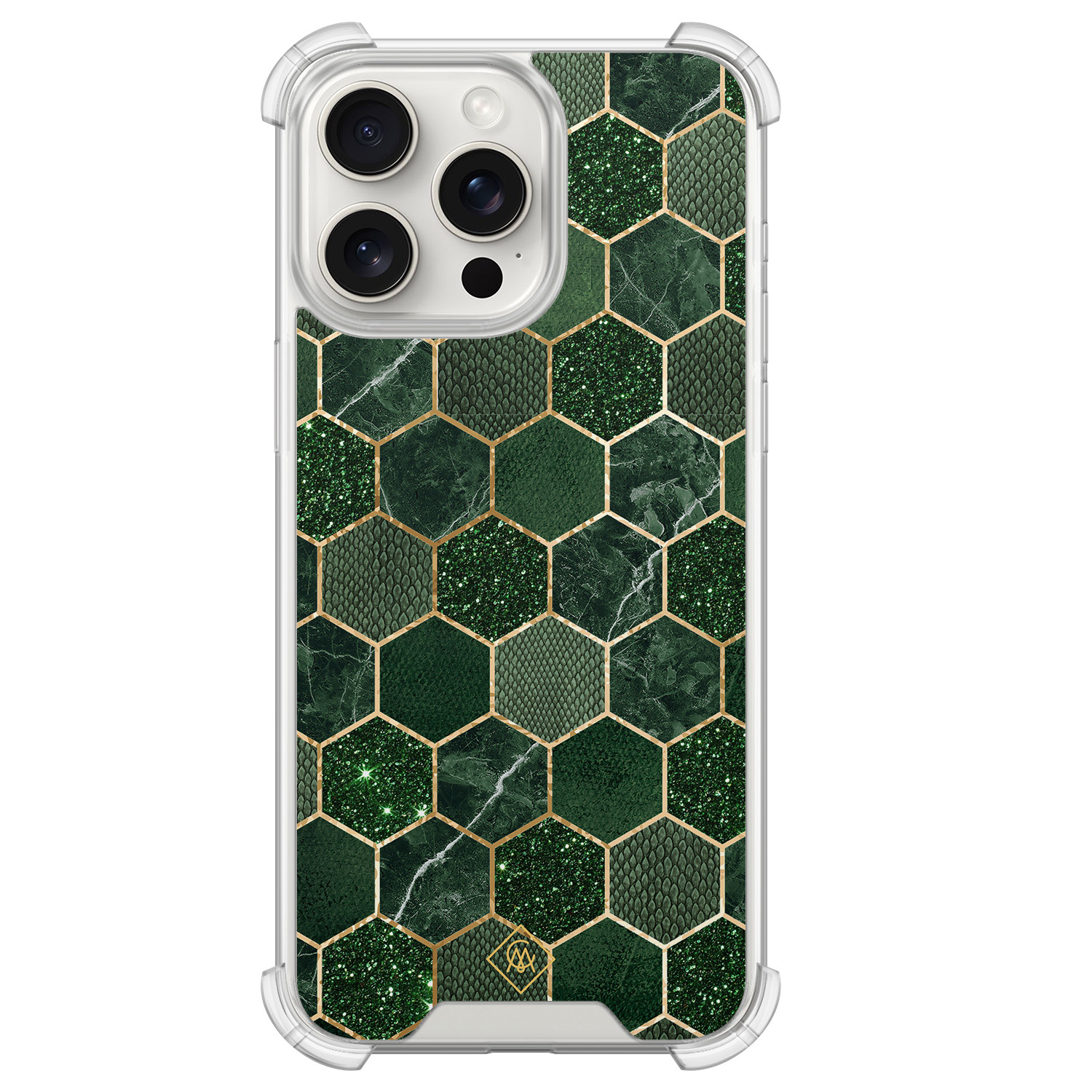 iPhone 15 Pro Max shockproof hoesje - Kubus groen