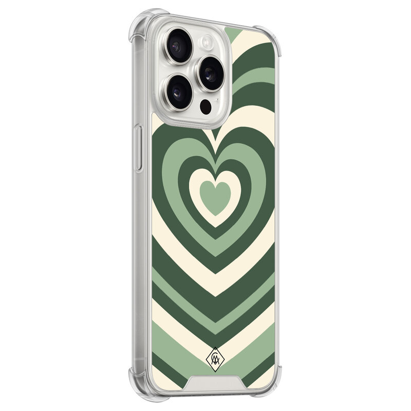 Casimoda iPhone 15 Pro Max shockproof hoesje - Groen hart swirl