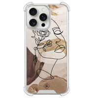 Casimoda iPhone 15 Pro Max shockproof hoesje - Abstract gezicht bruin