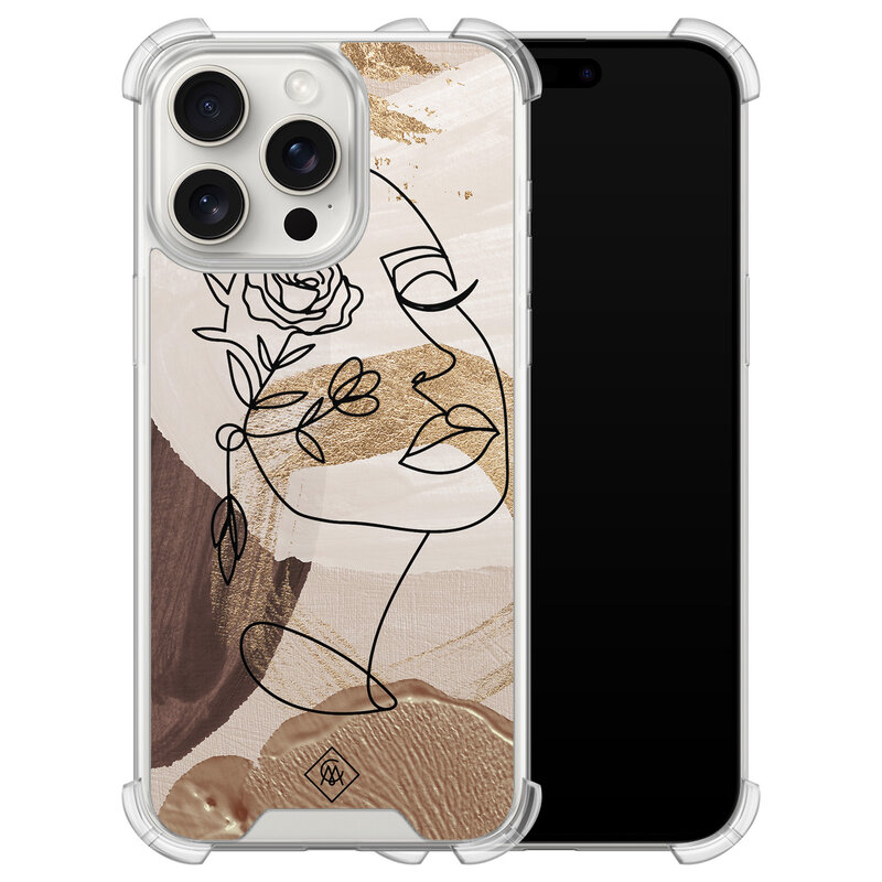 Casimoda iPhone 15 Pro Max shockproof hoesje - Abstract gezicht bruin