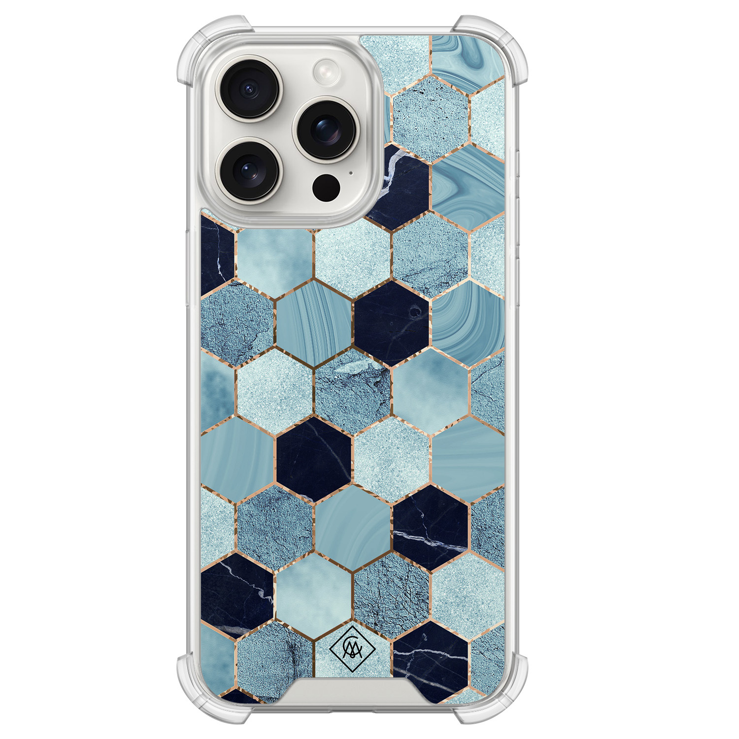 iPhone 15 Pro Max shockproof hoesje - Blue cubes