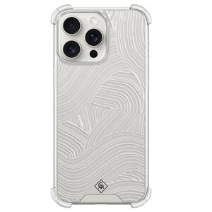Casimoda iPhone 15 Pro Max shockproof hoesje - Abstract beige waves