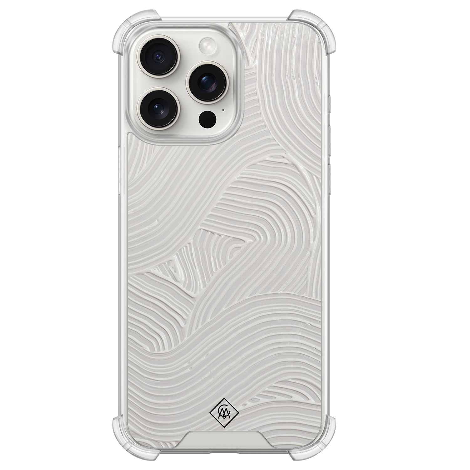 iPhone 15 Pro Max shockproof hoesje - Abstract beige waves