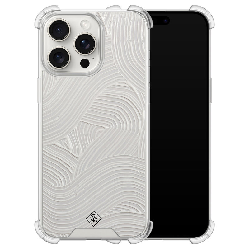 Casimoda iPhone 15 Pro Max shockproof hoesje - Abstract beige waves