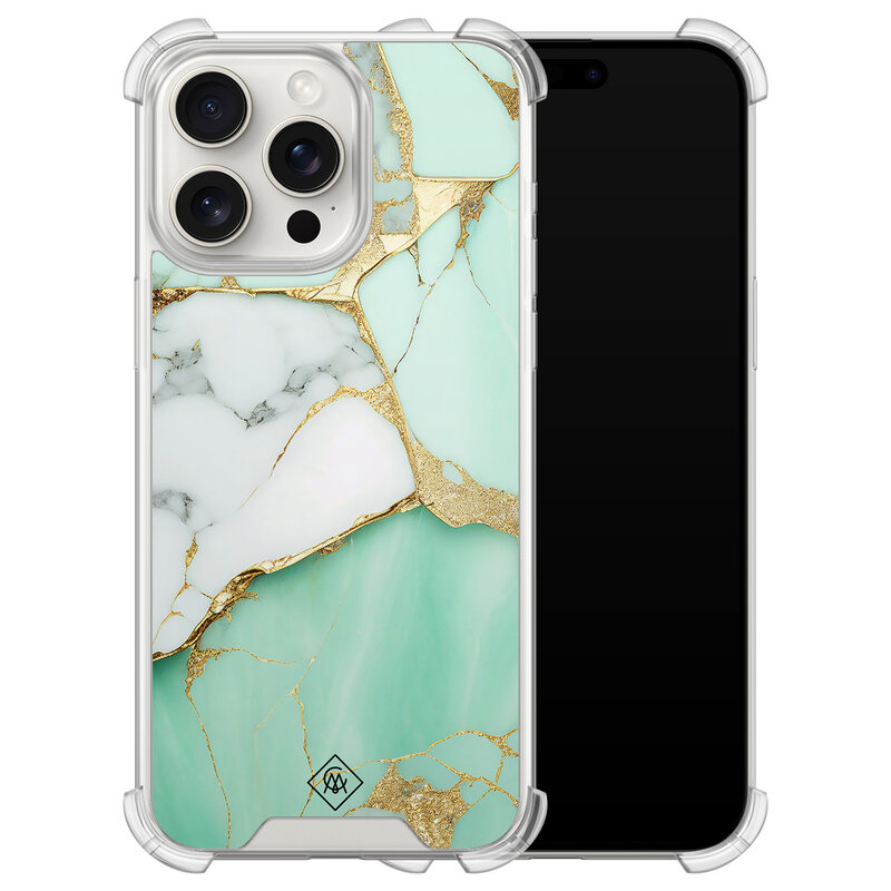 Casimoda iPhone 15 Pro Max shockproof hoesje - Marmer mintgroen