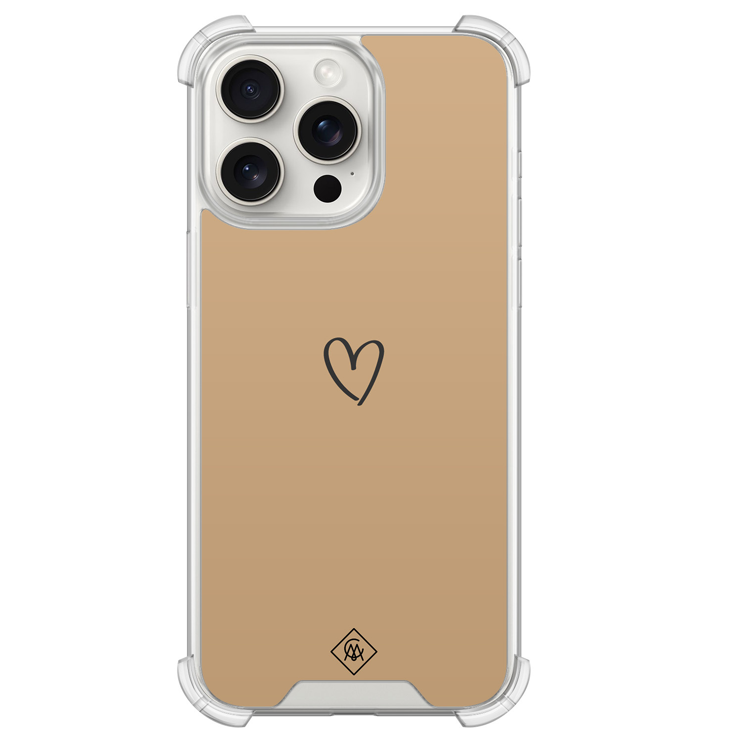 iPhone 15 Pro Max shockproof hoesje - Hart bruin