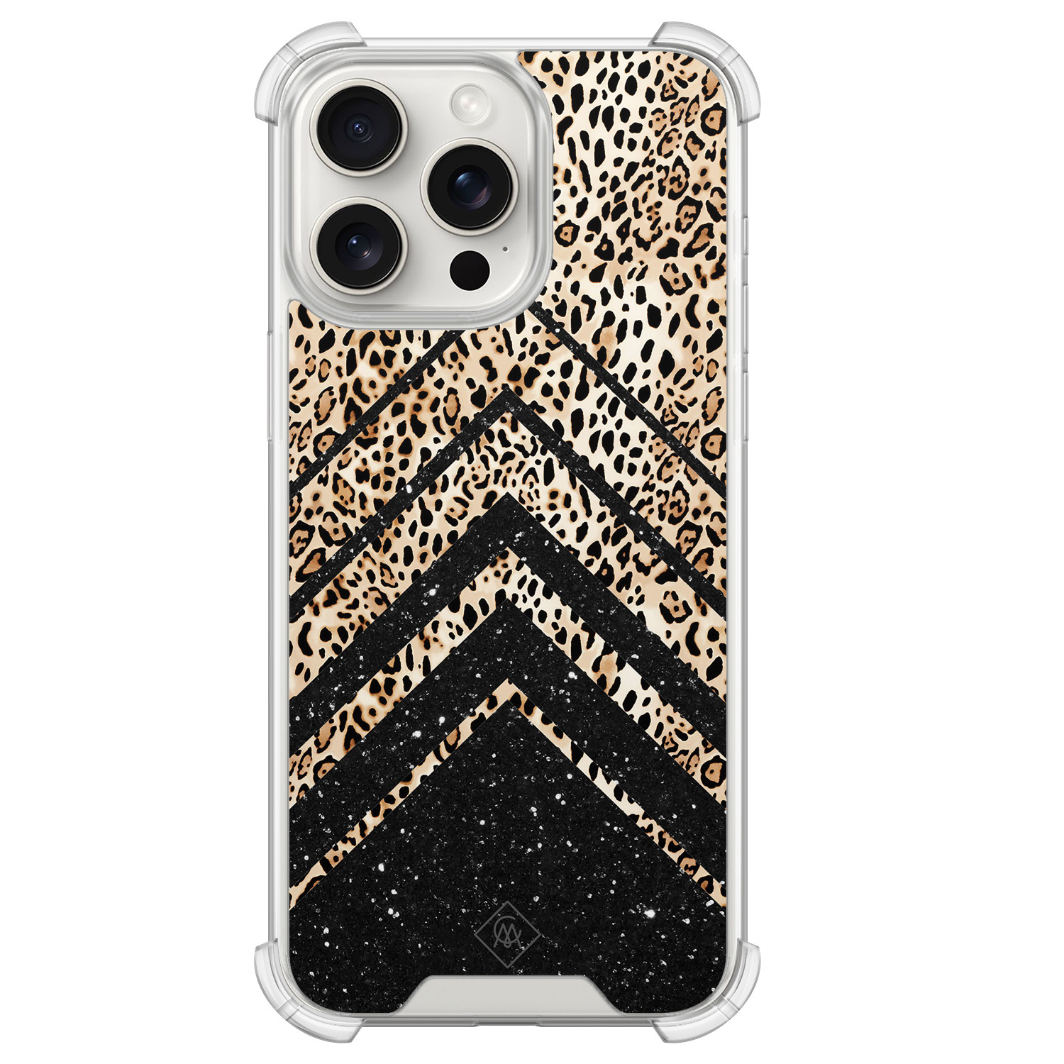iPhone 15 Pro Max shockproof hoesje - Chevron luipaard