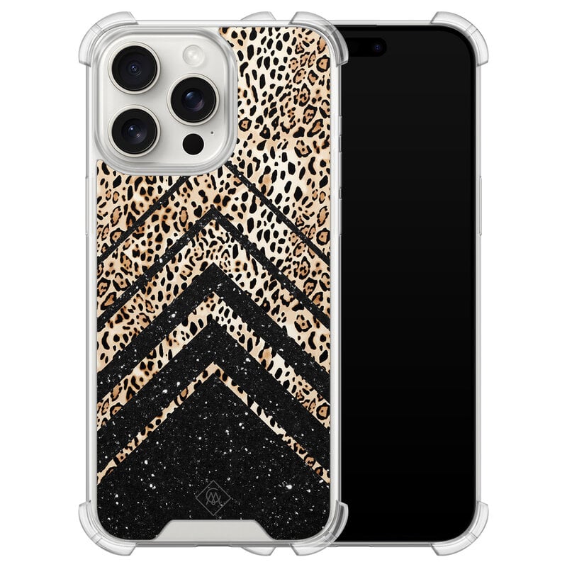 Casimoda iPhone 15 Pro Max shockproof hoesje - Chevron luipaard