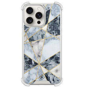 Casimoda iPhone 15 Pro Max shockproof hoesje - Marmer blauw