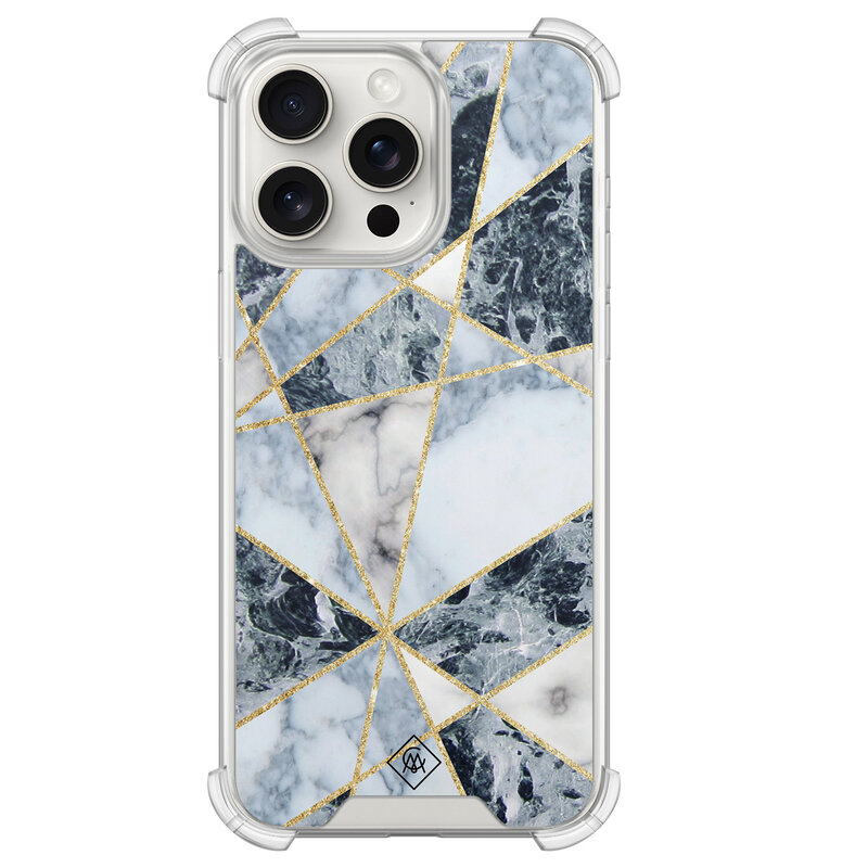Casimoda iPhone 15 Pro Max shockproof hoesje - Marmer blauw