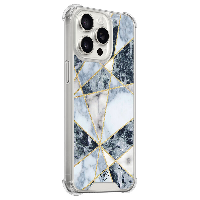 Casimoda iPhone 15 Pro Max shockproof hoesje - Marmer blauw