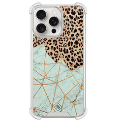 Casimoda iPhone 15 Pro Max shockproof hoesje - Luipaard marmer mint