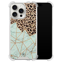 Casimoda iPhone 15 Pro Max shockproof hoesje - Luipaard marmer mint