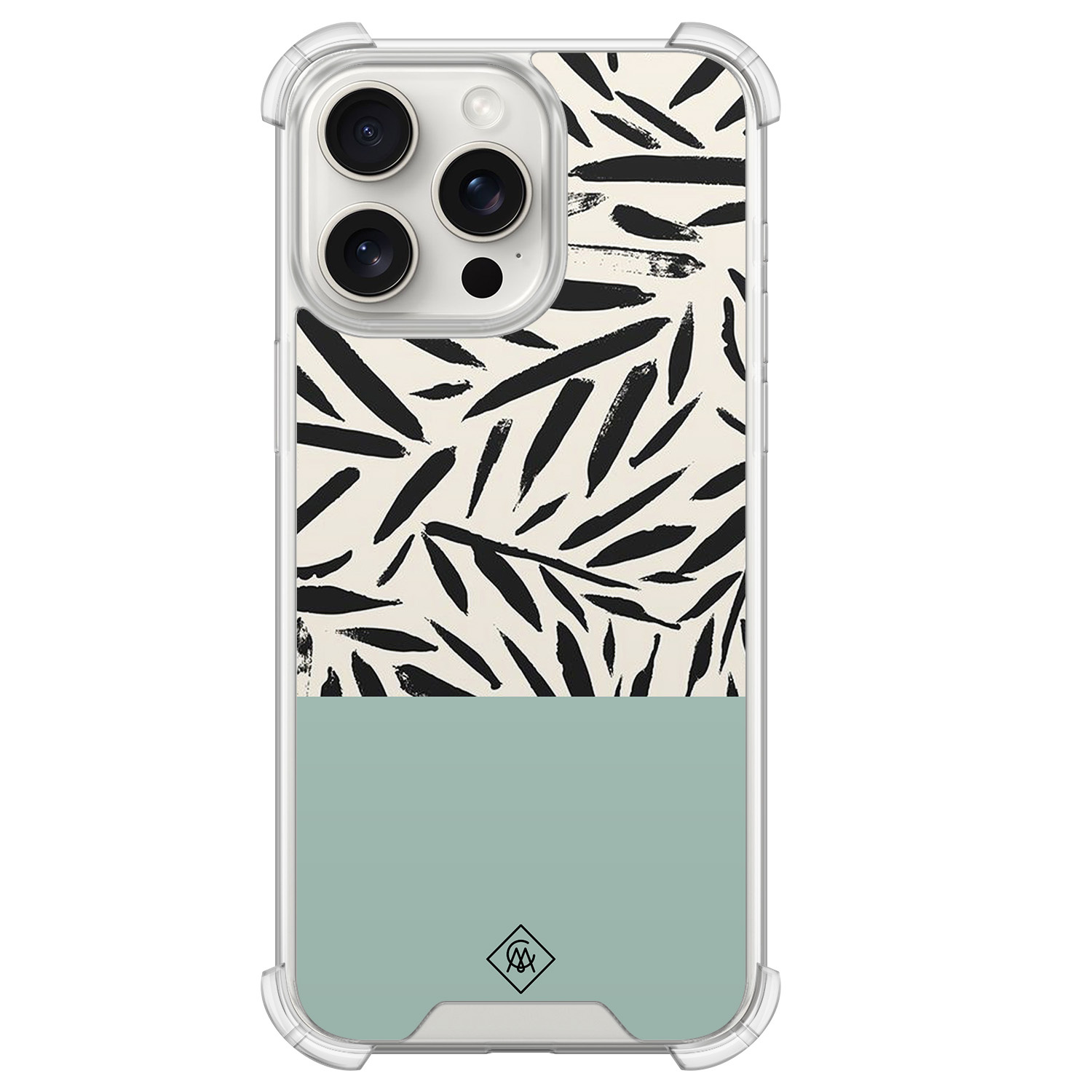 iPhone 15 Pro Max shockproof hoesje - Abstract mint palms