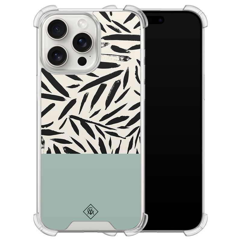 Casimoda iPhone 15 Pro Max shockproof hoesje - Abstract mint palms
