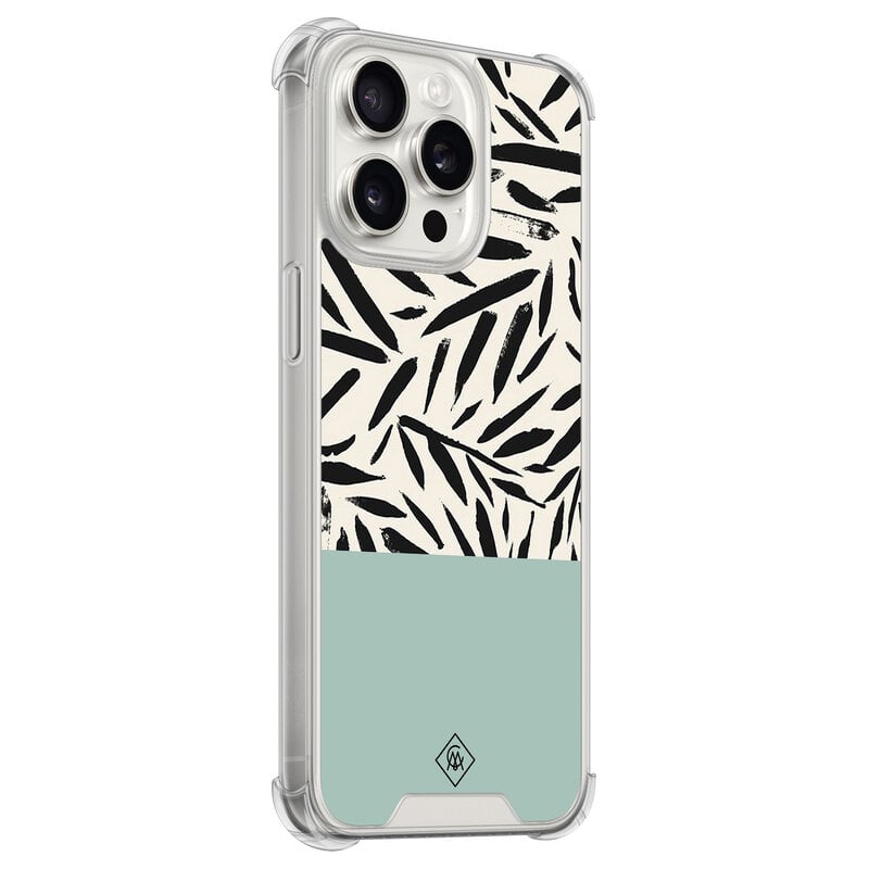 Casimoda iPhone 15 Pro Max shockproof hoesje - Abstract mint palms