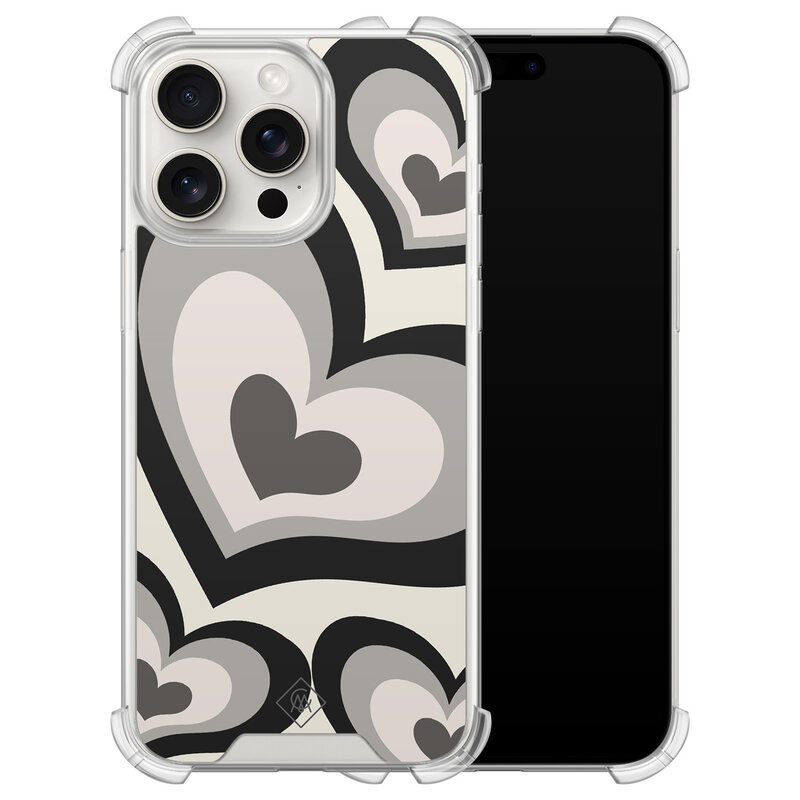 Casimoda iPhone 15 Pro Max shockproof hoesje - Hart swirl zwart