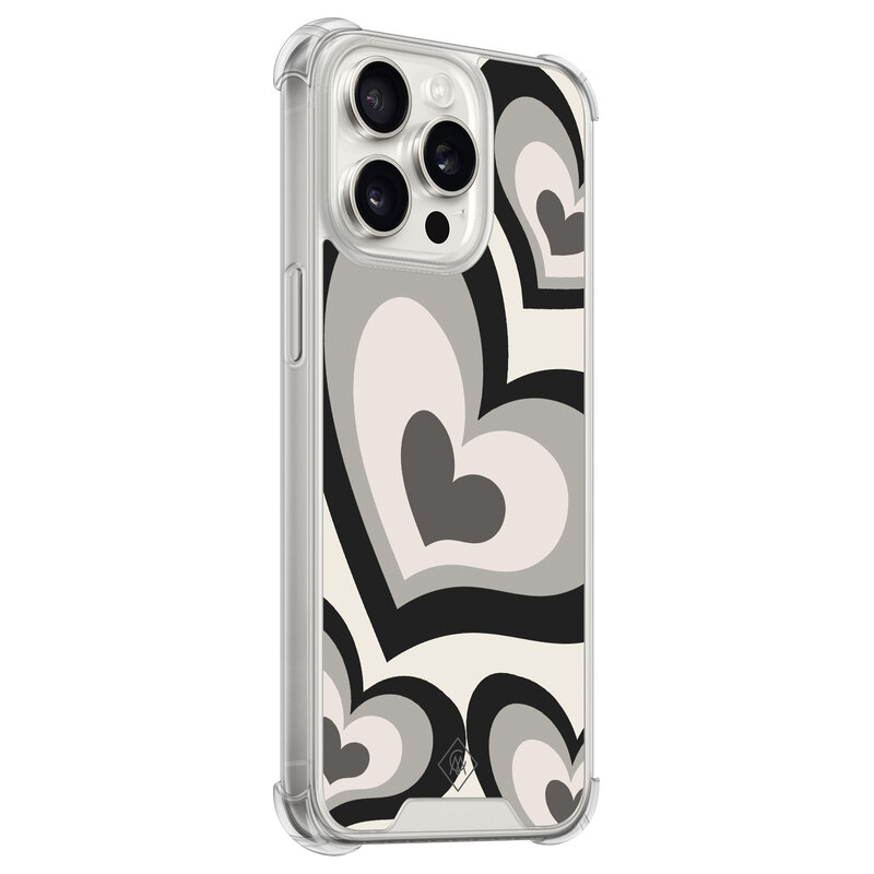Casimoda iPhone 15 Pro Max shockproof hoesje - Hart swirl zwart