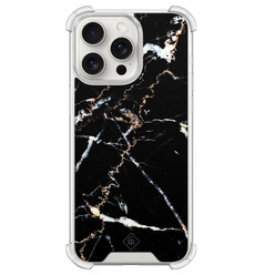 Casimoda iPhone 15 Pro Max shockproof hoesje - Marmer zwart