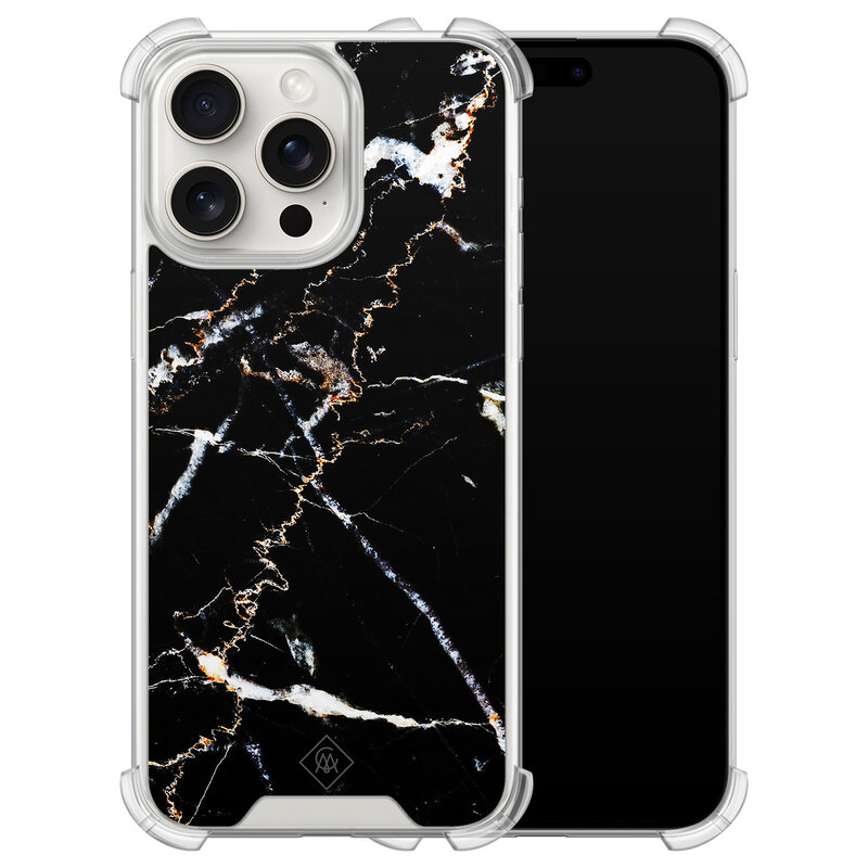 Casimoda iPhone 15 Pro Max shockproof hoesje - Marmer zwart