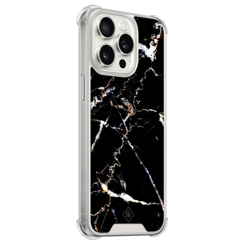 Casimoda iPhone 15 Pro Max shockproof hoesje - Marmer zwart