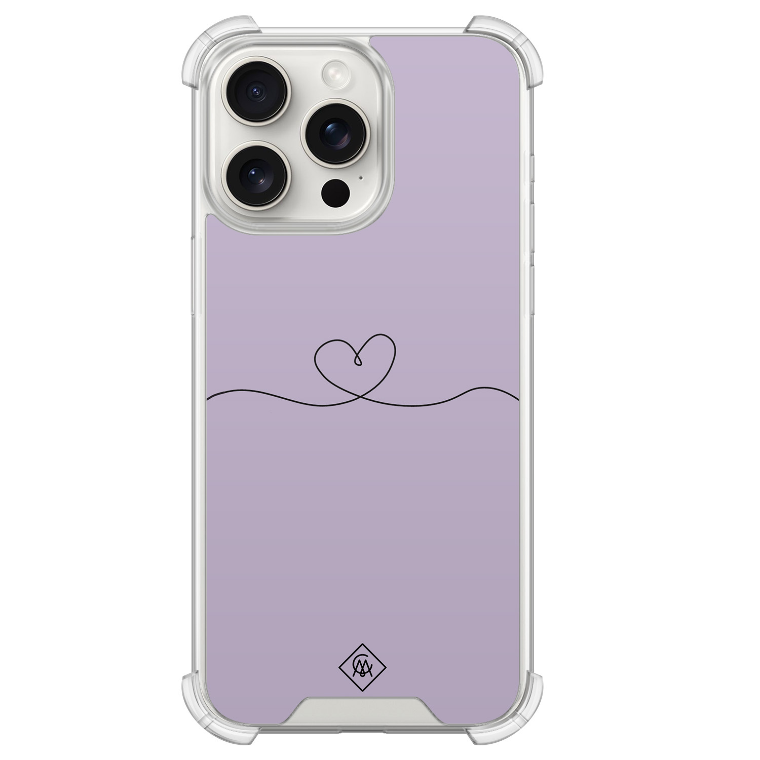 iPhone 15 Pro Max shockproof hoesje - Hart lila