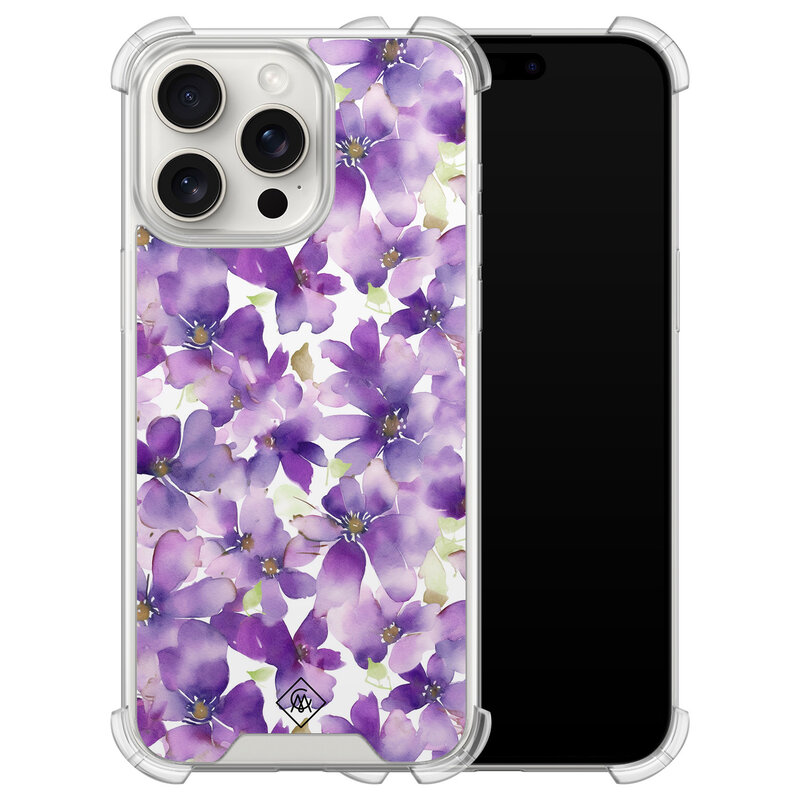Casimoda iPhone 15 Pro Max shockproof hoesje - Floral violet