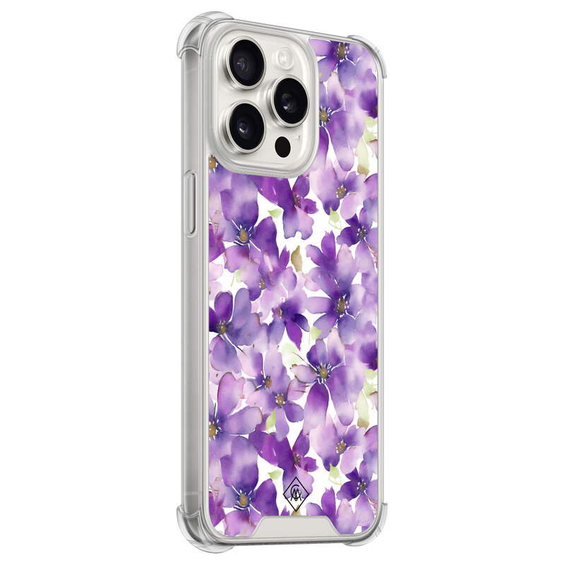 Casimoda iPhone 15 Pro Max shockproof hoesje - Floral violet