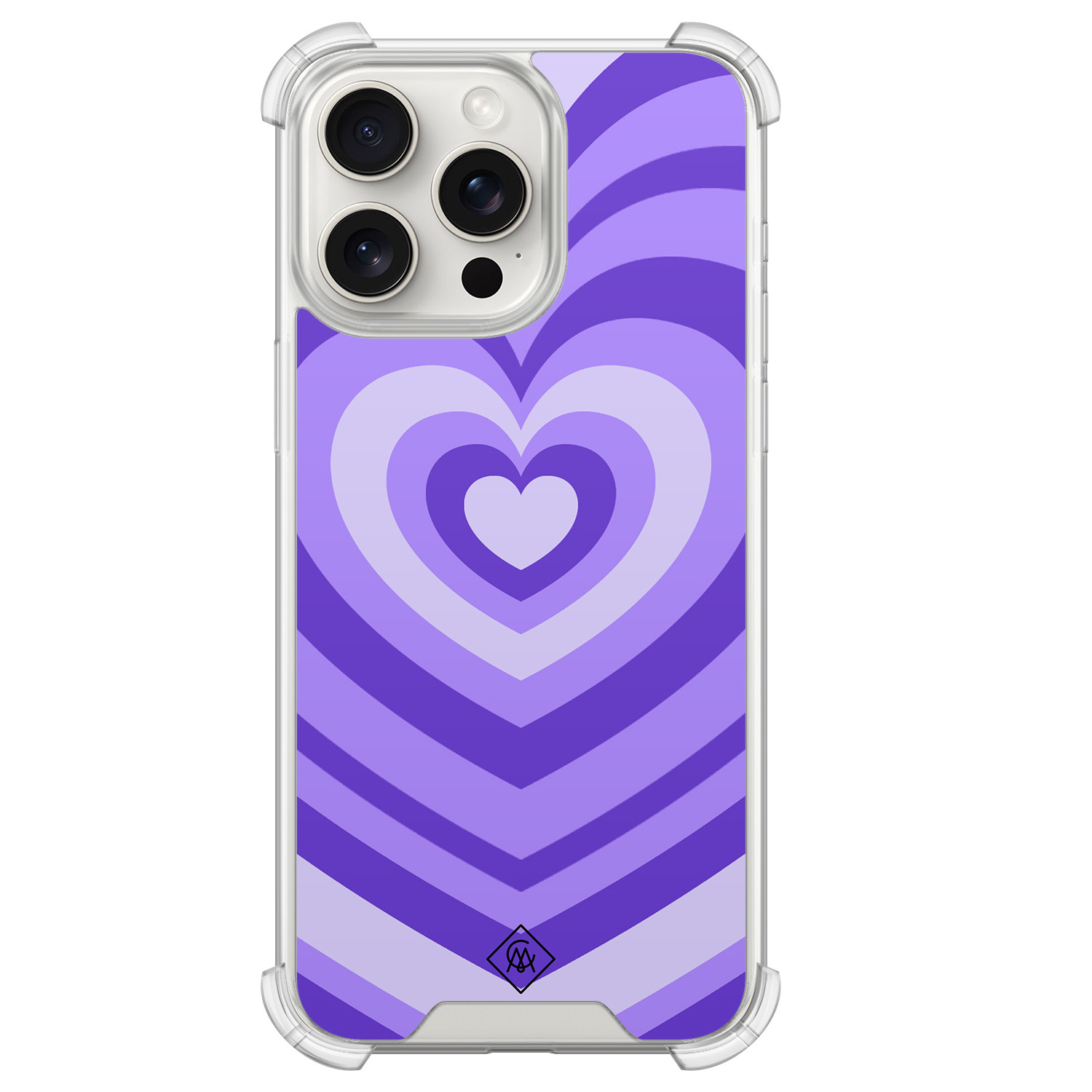 iPhone 15 Pro Max shockproof hoesje - Hart swirl paars