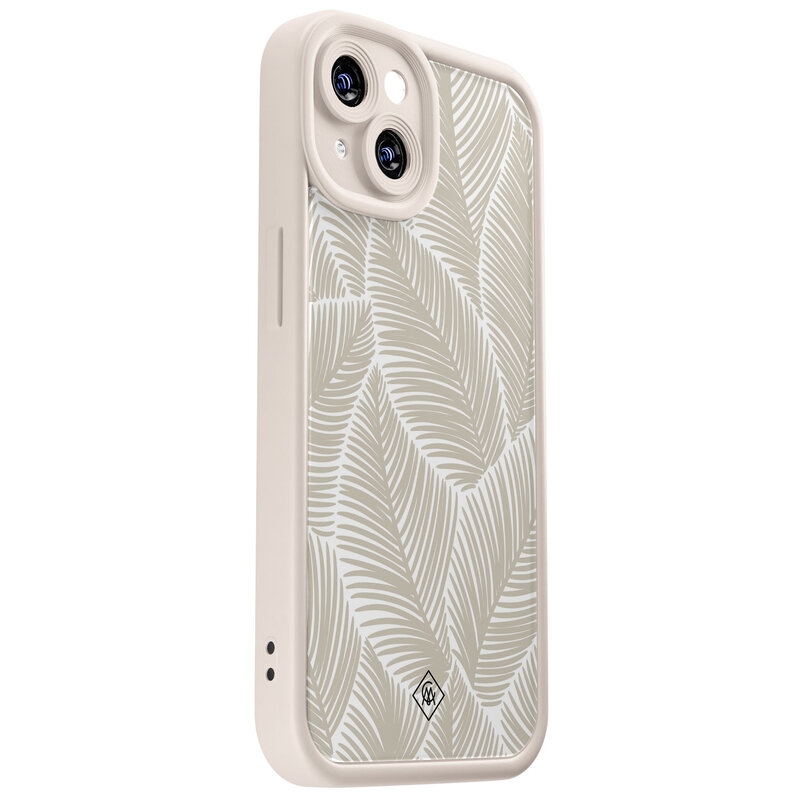 Casimoda iPhone 14 siliconen case - Palmy leaves beige