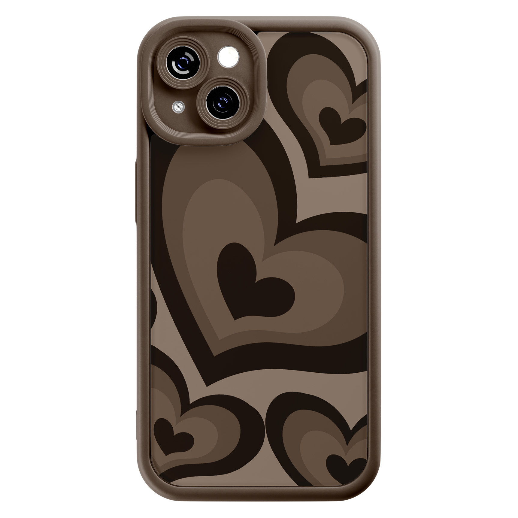 Casimoda® - iPhone 14 hoesje - Hart bruin - Effen telefoonhoes - TPU