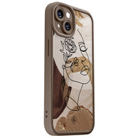 Casimoda iPhone 14 siliconen case - Abstract gezicht bruin