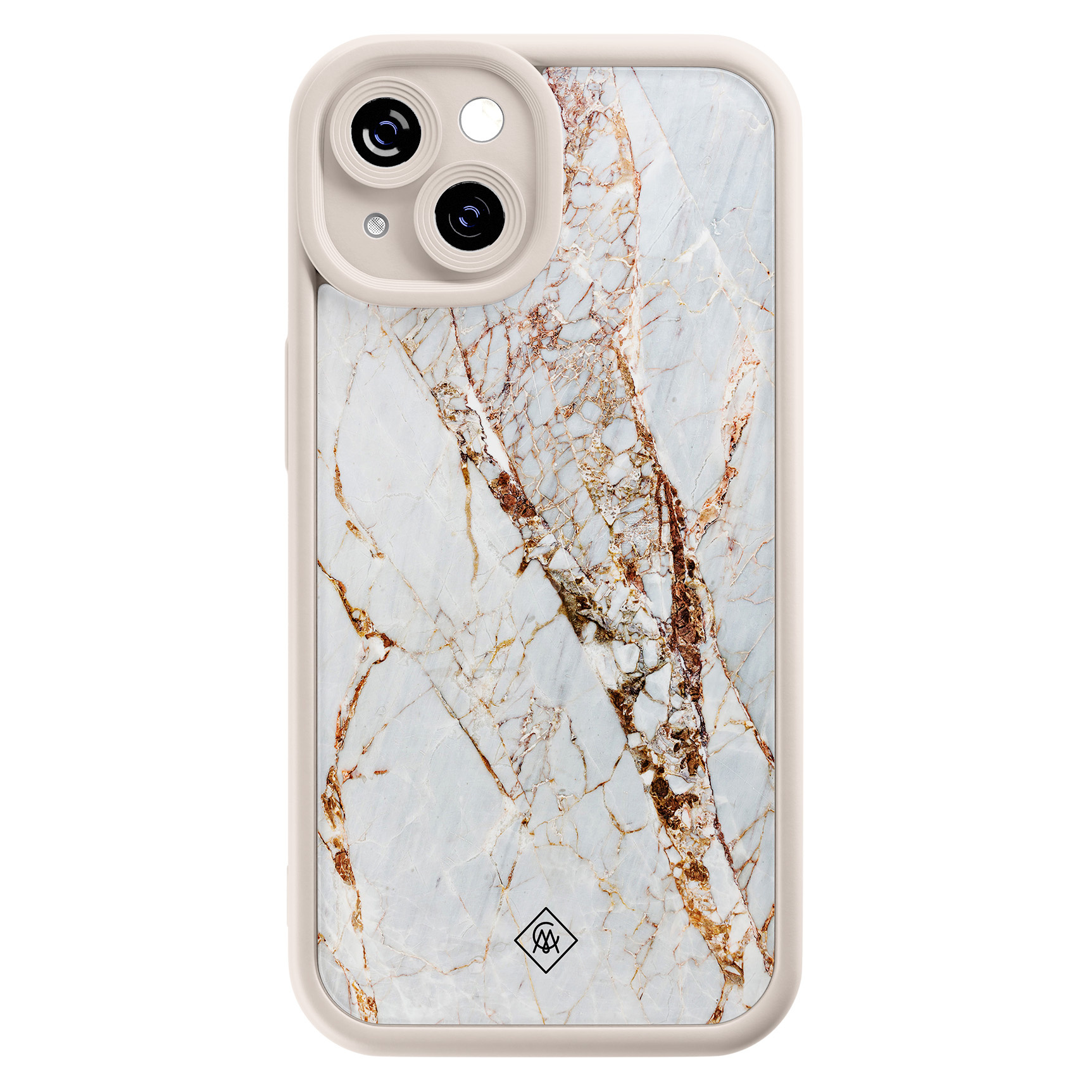 iPhone 15 siliconen case - Marmer goud