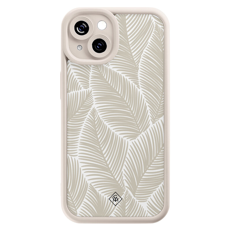 Casimoda iPhone 15 siliconen case - Palmy leaves beige