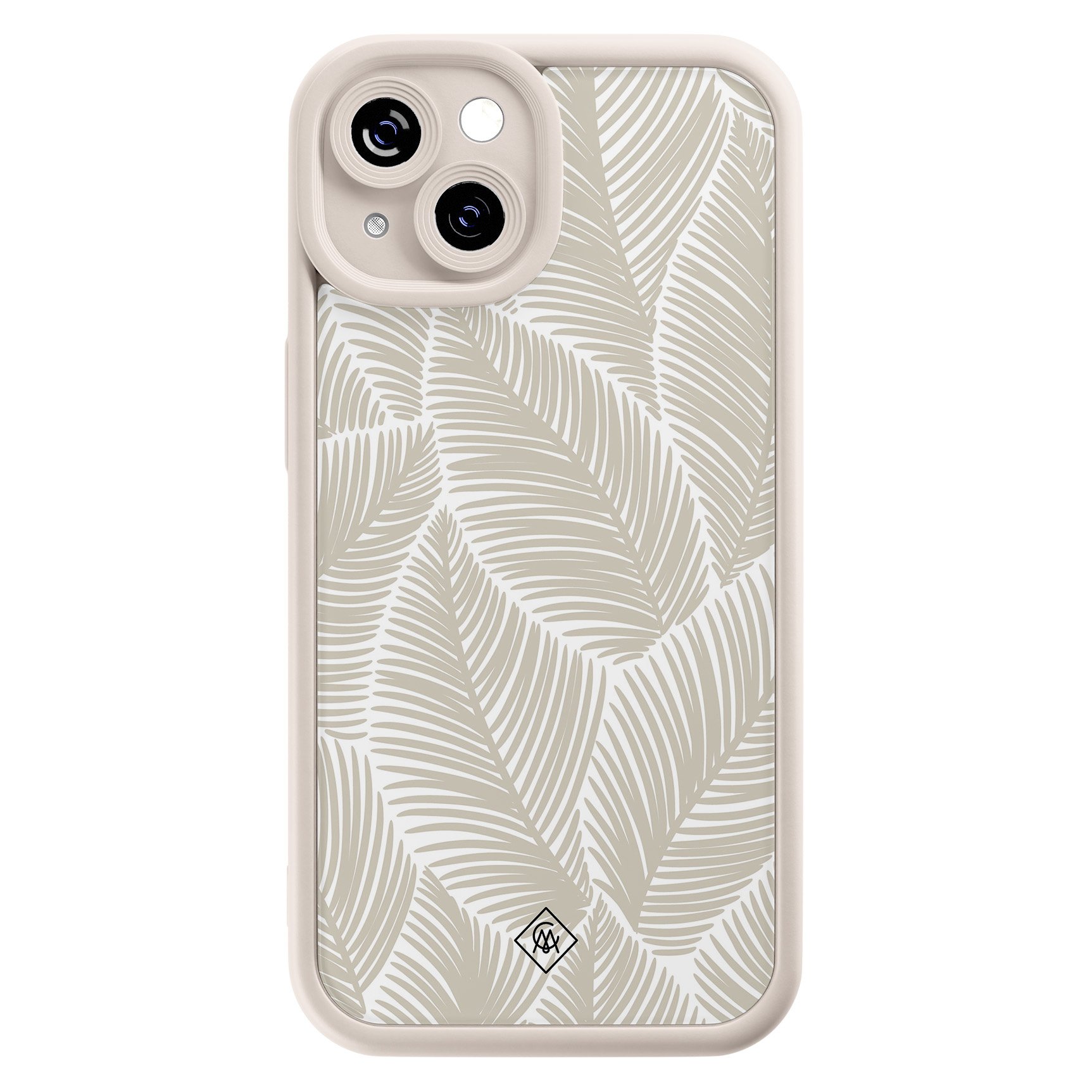 Casimoda® - iPhone 15 hoesje - Palmy leaves beige - Effen telefoonhoes - TPU