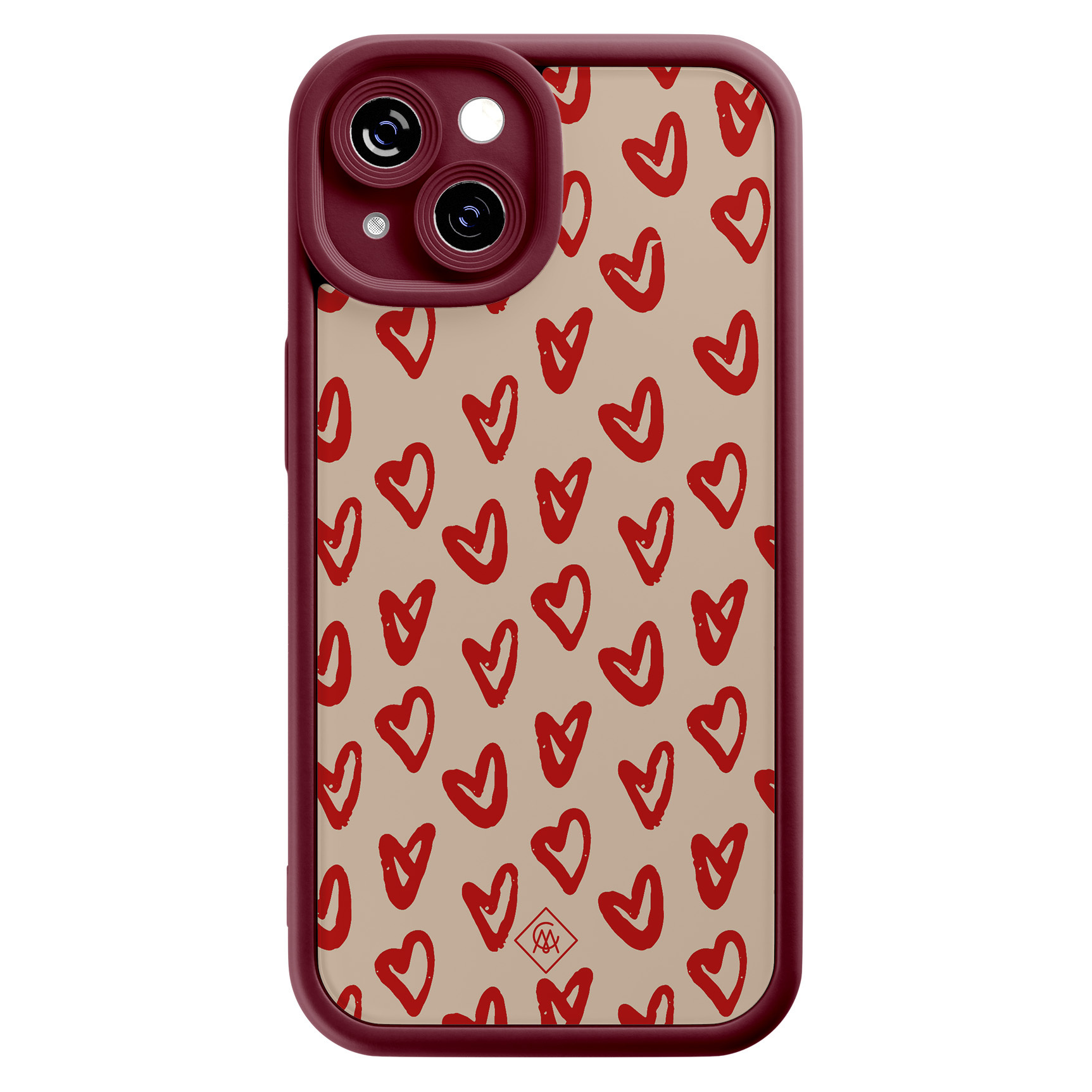 Casimoda® - iPhone 15 hoesje - Sweet hearts - Effen telefoonhoes - TPU