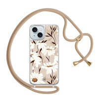 Casimoda iPhone 15 hoesje met beige koord - In bloom