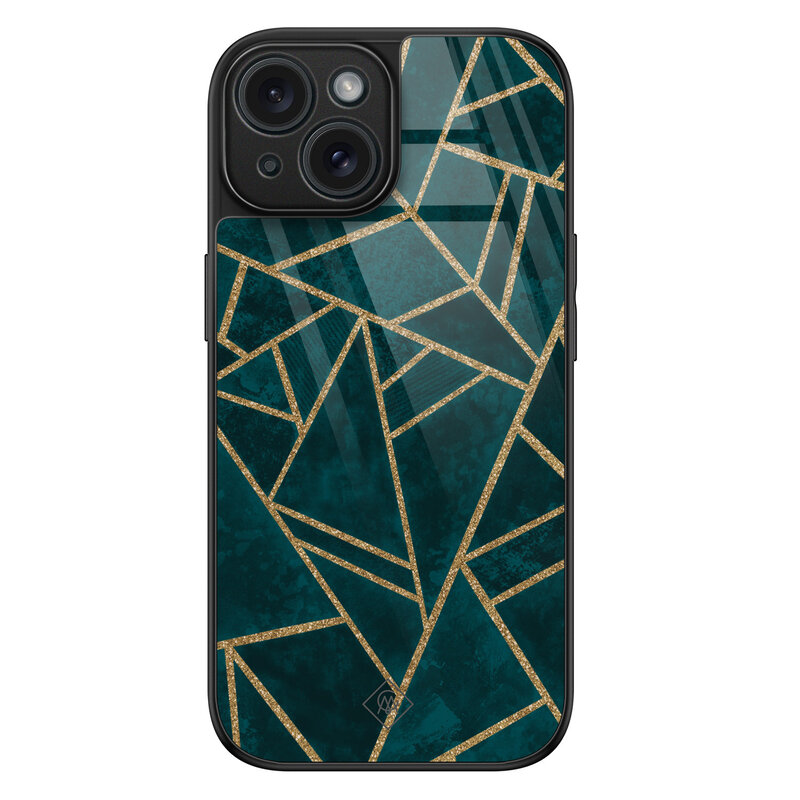 Casimoda iPhone 15 glazen hardcase - Blue shapes