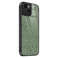 Casimoda iPhone 15 glazen hardcase - Green confetti