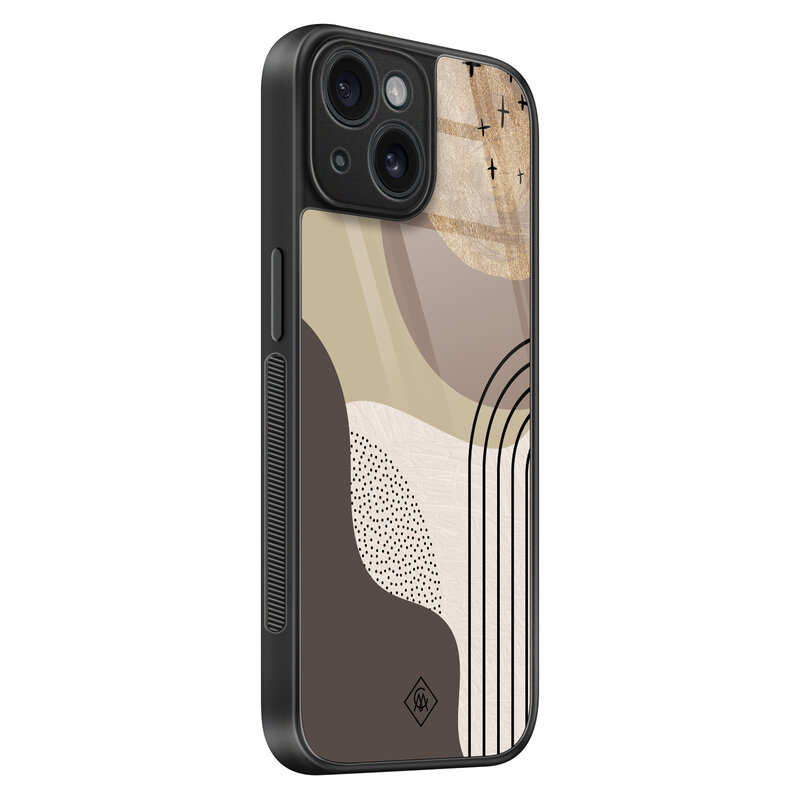 Casimoda iPhone 15 glazen hardcase - Abstract almond