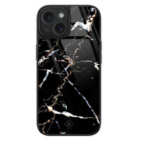 Casimoda iPhone 15 glazen hardcase - Marmer zwart
