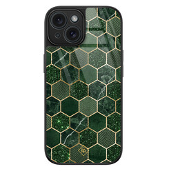 Casimoda iPhone 15 glazen hardcase - Kubus groen